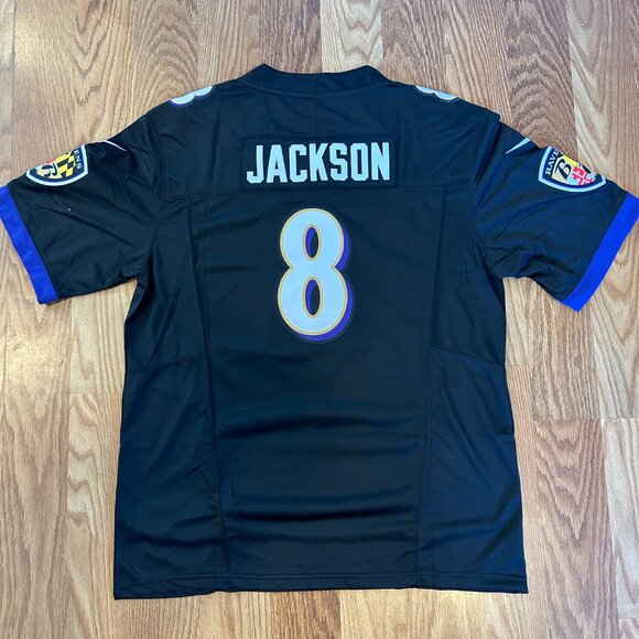 New Nike Lamar Jackson Baltimore Ravens Black Jersey L-XL - Picture 1 of 5